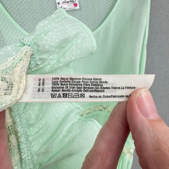 Free People Voile and Lace Pastel Mint Green Polka Dot Trapeze Slip Tank Dress - Picture 13 of 13
